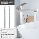 EZANDA Single Handle Vessel Sink Faucet Tall Bathroom Bowl Basin Mixer Tap One Hole With Water Supply Line, Brushed Nickel