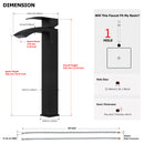 EZANDA Waterfall Vessel Sink Faucet Tall Bathroom Faucet Single Handle, Single Hole Bowl Basin Mixer Tap with Water Supply Lines, Matte Black, 1440704D