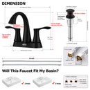 PARLOS Matte Black 2-Handle Bathroom Sink Faucet with Metal Drain Assembly and and Faucet Supply Lines (1.2GPM), 1362504P