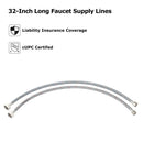 PARLOS 32 Inch Extended Faucet Water Supply Lines cUPC CERTIFIED with 9/16-24 UNEF threads Brass Connector, 2104601