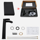 EZANDA Waterfall Vessel Sink Faucet Tall Bathroom Faucet Single Handle, Single Hole Bowl Basin Mixer Tap with Water Supply Lines, Matte Black, 1440704D