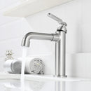 Newater Single Handle Bathroom Sink Faucet with Pop Up Drain, Deck Plate and Cupc Water Supply Lines, Brushed Nickel, 7001031