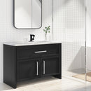 PARLOS Waterfall Bathroom Faucet with Swivel Spout, Single Handle Vanity Sink Faucet, Single Hole Basin Mixer Tap with Water Supply Lines, Matte Black, 1437904PD