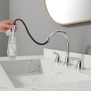 PARLOS Bathroom Sink Faucet with Pull Out Sprayer, Widespread Pull Down Bathroom Faucet with 360 Swivel Spout, 3 Hole Vanity Sink Mixer, Chrome, 1.2 GPM, 1439001P