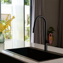 NEWATER Single Handle Pull Down Kitchen Faucet with Deck Plate & Supply Lines, Matte Black, 9002011
