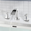 PARLOS Waterfall Widespread Bathroom Faucet Double Handles with Pop Up Drain & cUPC Faucet Supply Lines, Chrome, Doris,1.2 GPM
