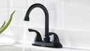 PARLOS 2-Handle Bathroom Bathroom Faucet with Metal Drain Assembly & Supply Lines NSF cUPC Certified, Matte Black (1359104)