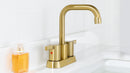 PARLOS 2-handle Brushed Gold Bathroom Faucet for Lavatory with Pop-up Sink Drain and Faucet Supply Lines, 1431608P