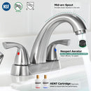 PARLOS 2-Handle Bathroom Sink Faucet with Drain Assembly and Supply Hose Lead-Free cUPC Lavatory Faucet Mixer Double Handle Tap Deck Mounted Brushed Nickel,1.2 GPM Flow Rate (13598P)