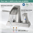 PARLOS 2 Handles Waterfall Bathroom Faucet with Pop-up Drain and Faucet Supply Lines, Brushed Nickel, 1.2 GPM (14068P)
