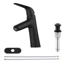 PARLOS Single Handle Bathroom Sink Faucet, Single Hole Bathroom Faucet with Pop Up Drain, Deck Plate and Cupc Water Supply Lines, Matte Black, 1339704