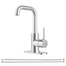 PARLOS Bar Sink Faucet Single Handle Swivel Bar Mixer with 3 Hole Deck Plate, Single Hole Small Faucet for Bathroom Kitchen Sink, Chrome, 1440301PD