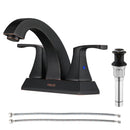 PARLOS 2 Handles Centertset Bathroom Faucet with All Metal Pop-up Drain & Faucet Supply Lines, Oil Rubbed Bronze, 1.2GPM, Doris 14133P