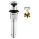 PARLOS Bathroom Sink Drain with Overflow, Metal Pop Up Drain for Vessel Sink, Brushed Nickel, 2108502