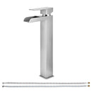 PARLOS Waterfall Vessel Sink Faucet Tall Bathroom Faucet Single Handle, Single Hole Bowl Basin Mixer Tap with Water Supply Lines, Brushed Nickel, 1441102D