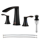 PARLOS Waterfall Widespread Bathroom Sink Faucet Double Handles with Metal Pop Up Drain & cUPC Faucet Supply Lines, Oil Rubbed Bronze, 1.2 GPM (1431803P)