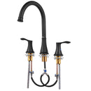 PARLOS 2-Handle Widespread High Arc Roman Tub Faucet Tub Filler with Valve & Faucet Supply Lines, Matte Black, Demeter 1436204