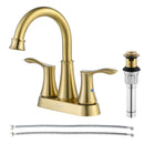 PARLOS Swivel Spout 2-Handle Lavatory Faucet Bathroom Sink Faucet with Metal Pop-up Drain and Faucet Supply Lines, Brushed Gold, 1.2 GPM (1362708P)