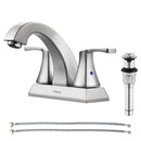 PARLOS 2 Handles 4 Inch Centerset Bathroom Sink Faucet Brushed Nickel with All Metal Pop-up Drain & Faucet Supply Lines, 1.2GPM, Doris 14072P