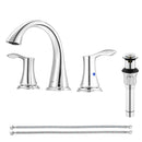 PARLOS Widespread 2 Handles Bathroom Faucet with Metal Pop Up Sink Drain and cUPC Faucet Supply Lines, Chrome, 1.2GPM Demeter 1364701P