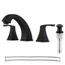 PARLOS Widespread Double Handles Bathroom Faucet with Pop Up Drain and cUPC Faucet Supply Lines, Matte Black, 1.2 GPM (14258P)
