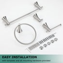 PARLOS Brushed Nickel 4-Piece Bathroom Accessory Hardware Set Package with Towel Bar, Hand Towel Holder, Toilet Paper Holder, Robe Hook, 2102002