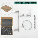 PARLOS Brushed Nickel 4-Piece Bathroom Accessory Hardware Set Package with Towel Bar, Hand Towel Holder, Toilet Paper Holder, Robe Hook, 2102002