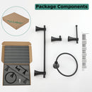 PARLOS Matte Black 4-Piece Bathroom Accessory Hardware Set Package with Towel Bar, Hand Towel Holder, Toilet Paper Holder, Robe Hook, 2102004
