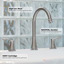 PARLOS 2-Handle Widespread High Arc Roman Tub Faucet with Valve & Faucet Supply Lines, Brushed Nickel, Demeter 1436202