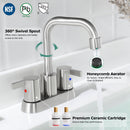 PARLOS 2 Handles Centerset Bathroom Sink Faucet Brushed Nickel with Metal Pop-up Drain & Faucet Supply Lines, 1.2GPM 1431602P