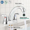 PARLOS 2-Handle Bathroom Sink Faucet with Drain Assembly and Supply Hose Lead-Free cUPC Lavatory Faucet Mixer Double Handle Tap Deck Mounted, Chrome, 1359801