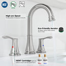 PARLOS Widespread Double Handles Bathroom Faucet with Metal Pop Up Drain and cUPC Faucet Supply Lines, Brushed Nickel, 1.2 GPM (13651P)