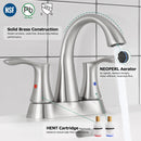PARLOS 2-Handle Bathroom Sink Faucet with Metal Drain Assembly and and Faucet Supply Lines (1.2GPM, Brushed Nickel), 1362502P