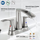 PARLOS 2 Handles Waterfall Centerset Bathroom Sink Faucet with Pop-up Drain and Faucet Supply Lines, Brushed Nickel, 1.2 GPM, Demeter 1431702P