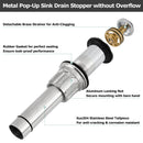 PARLOS Bathroom Sink Drain without Overflow, Metal Pop Up Drain for Vessel Sink, Chrome, 2108601