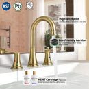 PARLOS Widespread Double Handles Bathroom Faucet with Metal Pop Up Drain and cUPC Faucet Supply Lines, Brushed Gold, 1.2 GPM (1365108P)