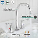 PARLOS Widespread Double Handles Bathroom Faucet with Metal Pop Up Drain and cUPC Faucet Supply Lines, Chrome, 1.2 GPM (1365101P)