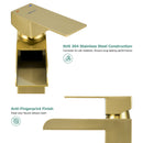 PARLOS Waterfall Vessel Sink Faucet Tall Bathroom Faucet Single Handle, Single Hole Bowl Basin Mixer Tap with Water Supply Lines, Brushed Gold, 1441108D