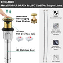 PARLOS Two-Handle Bathroom Sink Faucet with Metal Drain Assembly and Supply Hose, Lead-Free cUPC,Brushed Gold,1.2 GPM (1362208P)