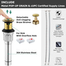 PARLOS Widespread Double Handles Bathroom Faucet with Pop Up Drain and cUPC Faucet Supply Lines, Brushed Gold, 1.2 GPM(1417208P)