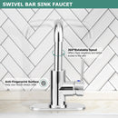 PARLOS Bar Sink Faucet Single Handle Swivel Bar Mixer with 3 Hole Deck Plate, Single Hole Small Faucet for Bathroom Kitchen Sink, Chrome, 1440301PD