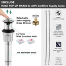 PARLOS 2 Handles Waterfall Centerset Bathroom Sink Faucet with Pop-up Drain and Faucet Supply Lines, Brushed Nickel, 1.2 GPM, Demeter 1431702P
