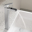 PARLOS Waterfall Vessel Sink Faucet Tall Bathroom Faucet Single Handle, Single Hole Bowl Basin Mixer Tap with Water Supply Lines, Brushed Nickel, 1441102D