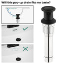 PARLOS Bathroom Sink Drain with Overflow, Metal Pop Up Drain for Vessel Sink, Matte Balck, 2108504