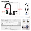 PARLOS 2-Handle Widespread High Arc Roman Tub Faucet Tub Filler with Valve & Faucet Supply Lines, Matte Black, Demeter 1436204
