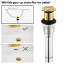 PARLOS Bathroom Sink Drain without Overflow, Metal Pop Up Drain for Vessel Sink, Brushed Gold, 2108608