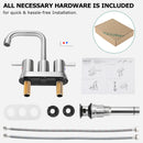 PARLOS 2 Handles Centerset Bathroom Sink Faucet Brushed Nickel with Metal Pop-up Drain & Faucet Supply Lines, 1.2GPM 1431602P