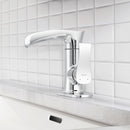 PARLOS Waterfall Bathroom Faucet with Swivel Spout, Single Handle Vanity Sink Faucet, Single Hole Basin Mixer Tap with Water Supply Lines, Chrome, 1437901PD