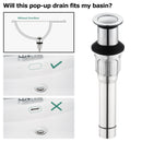 PARLOS Bathroom Sink Drain without Overflow, Metal Pop Up Drain for Vessel Sink, Chrome, 2108601