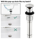 PARLOS Bathroom Sink Drain with Overflow, Metal Pop Up Drain for Vessel Sink, Brushed Nickel, 2108502